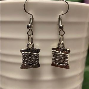 Silk Cord Sewing Thread Dangling Earrings